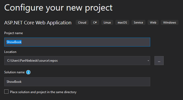 Tworzymy nowy projekt ASP.NET CORE